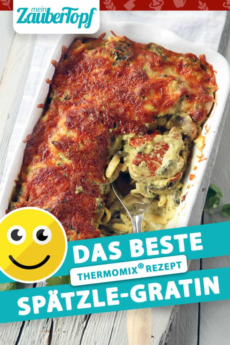 Spätzle-Gratin mit Schweinemedaillons – Rezept für den Thermomix®